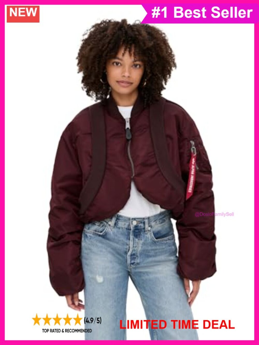 Women's MA-1 Knit Rib Flight Jacket Nylon Lined Zip Pockets Aviator Coat